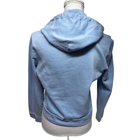 Victorias Secret Pink Womens Blue Sequin Crop Sweatshirt Hoodie Small Relaxed - Picture 2 of 9